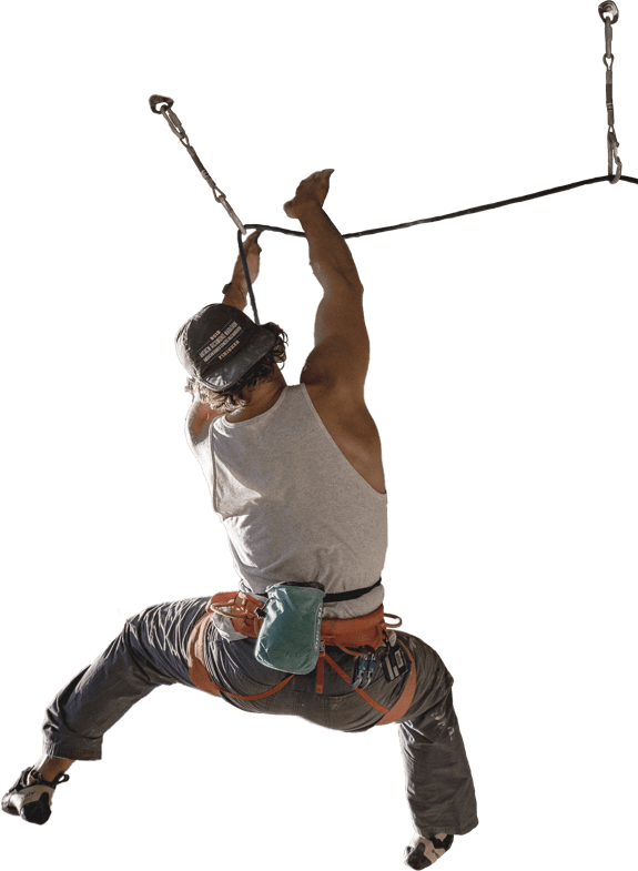 Climber on ropes