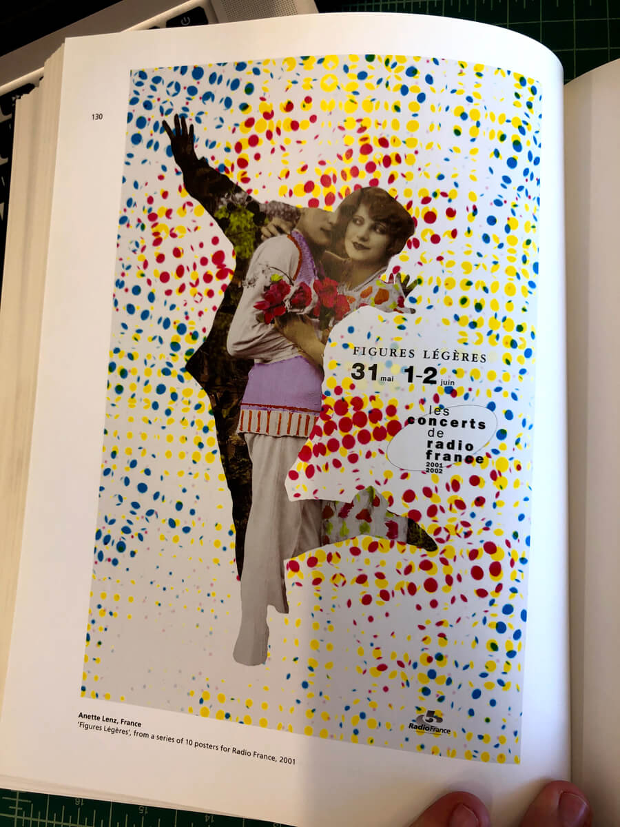 Closeup of a halftone poster named 'Figures Légères' by Anette Lenz.