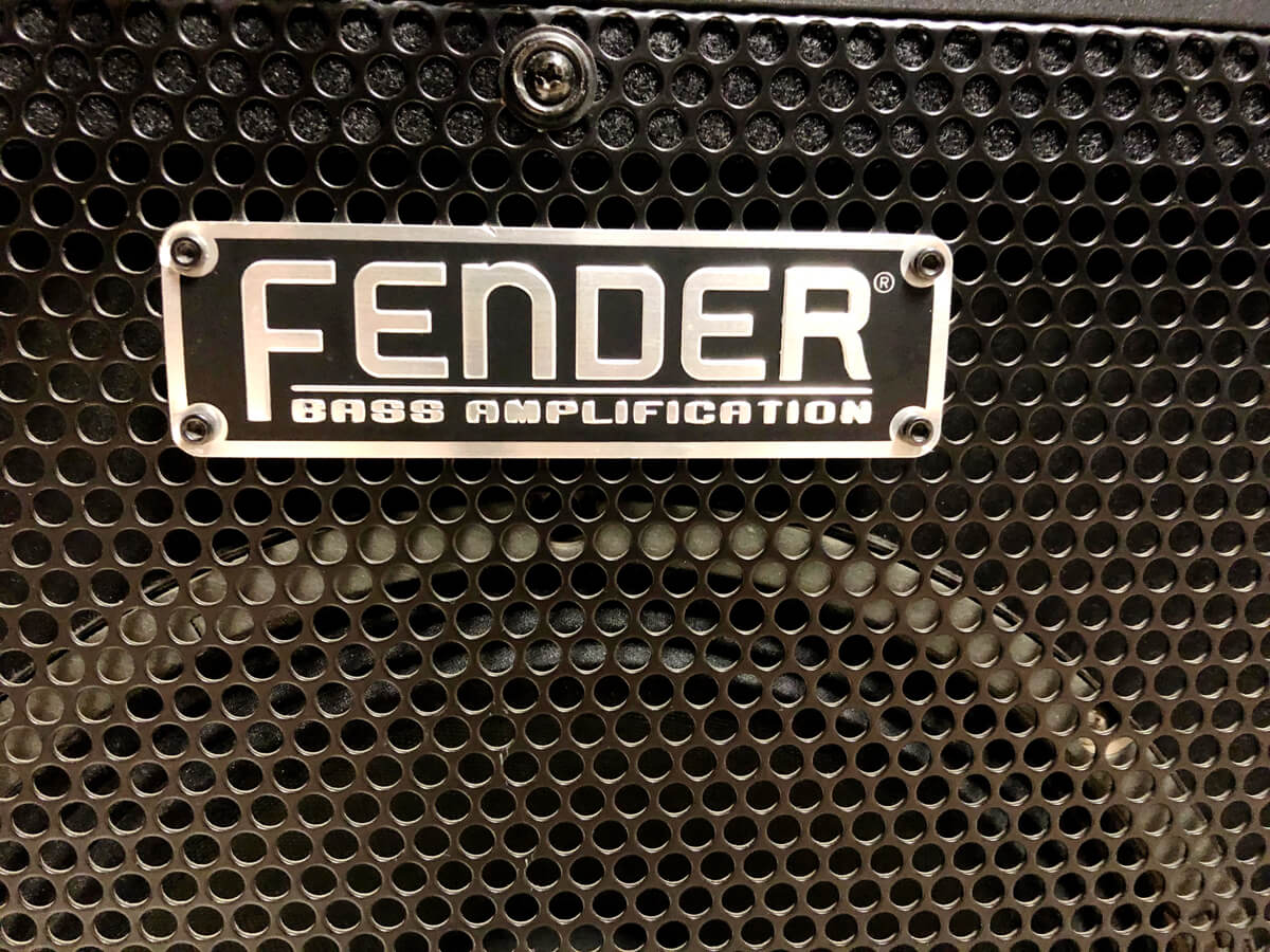 Closeup of a Fender bass amp.