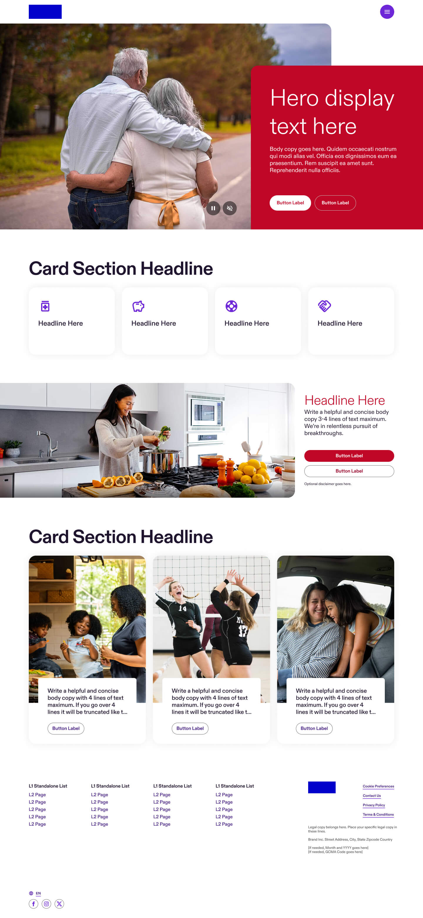 Sample site showing color token Violet Red Violet options in Light Mode